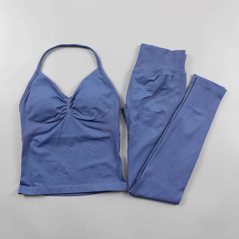 Impact Leggings Set Women Seamless Yoga Set Fitness Clothing Scrunch Bum Gym Legging Padded Tank Top Workout Outfits SportswearXJ250322