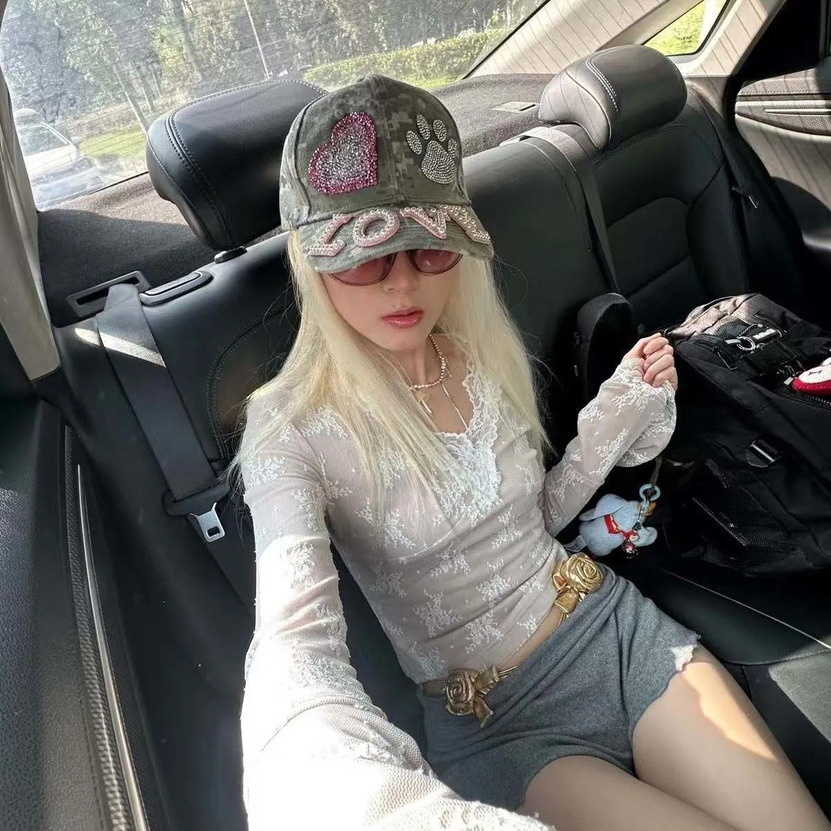 Womens Y2K accessory hat womens retro hat Y2K baseball hat funny camouflage hat 250320