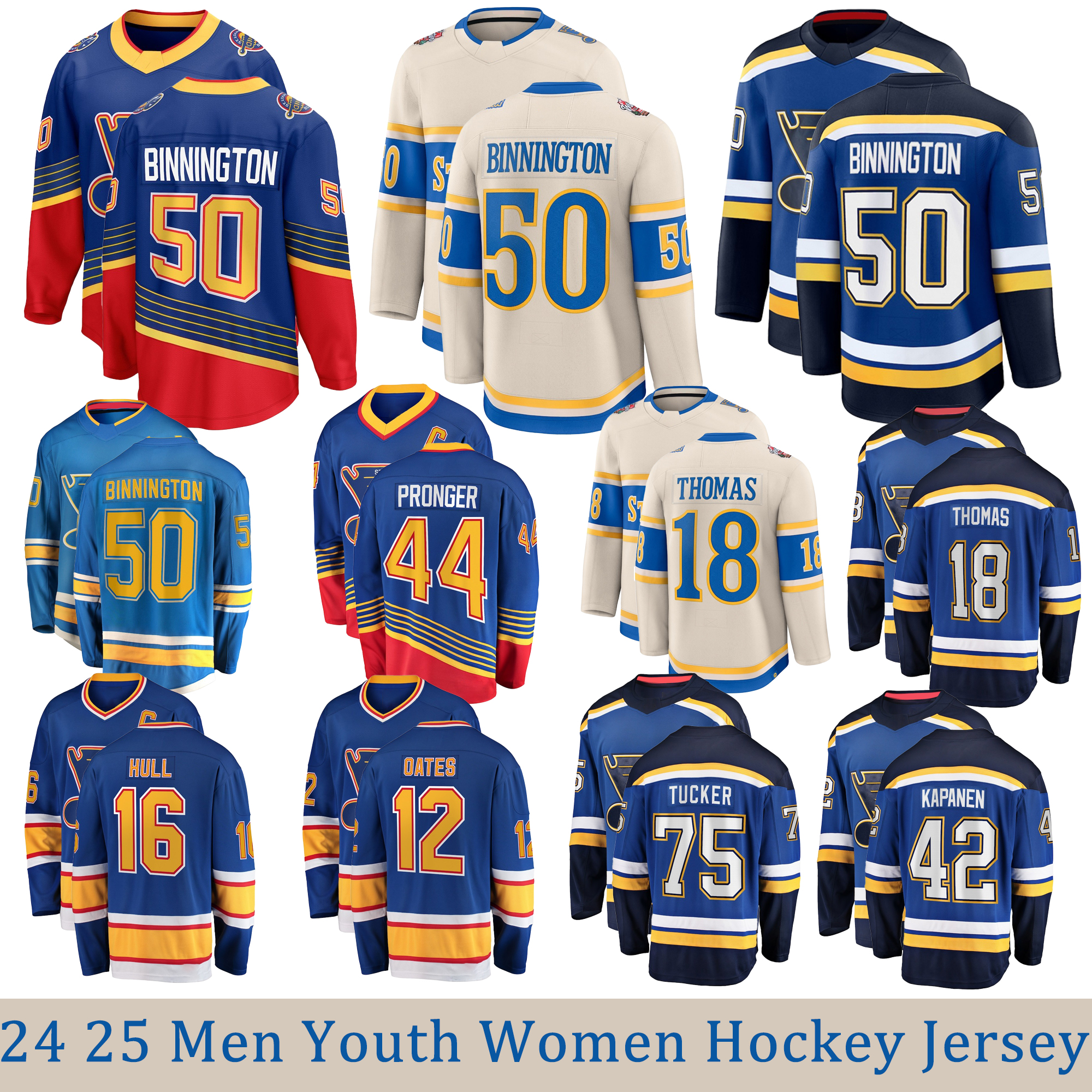 50 Binnington Reverse Retro blues hockey jersey 12 Kevin Hayes 18 Robert Thomas 25 Kyrou Brayden Schenn Torey Krug Pavel Buchnevich Wayne Gretzky jerseys men
