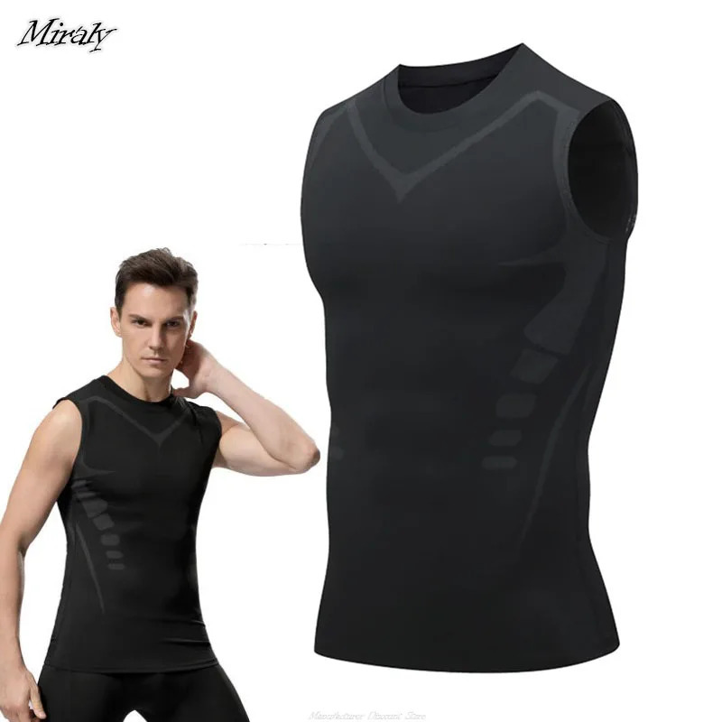 Ionic Shaping Vest For Men Ice-Silk Slimming Vest Body Shaper Compression Shirts Tank Top Tummy Control Sleeveles Fitness Shirts 250409
