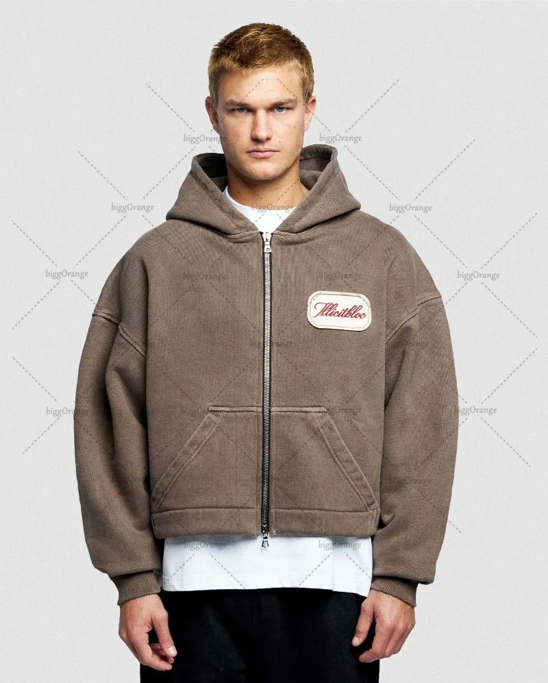 American Retro Street Trend Double Zipper Sweatshirt Y2k Harajuku Hip Hop Personality ed Oversized Hoodie 250322