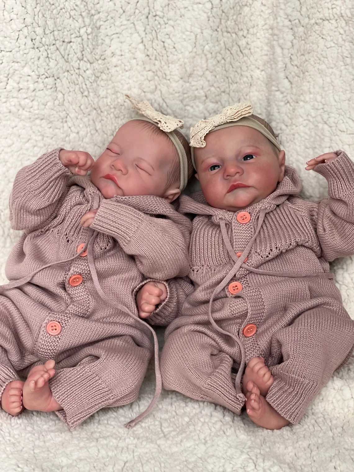 The 19 inch all silicone body has been painted as a regenerated baby doll twin Levi ake Sleeping baby doll 3D skin with visible veinsXJ250322