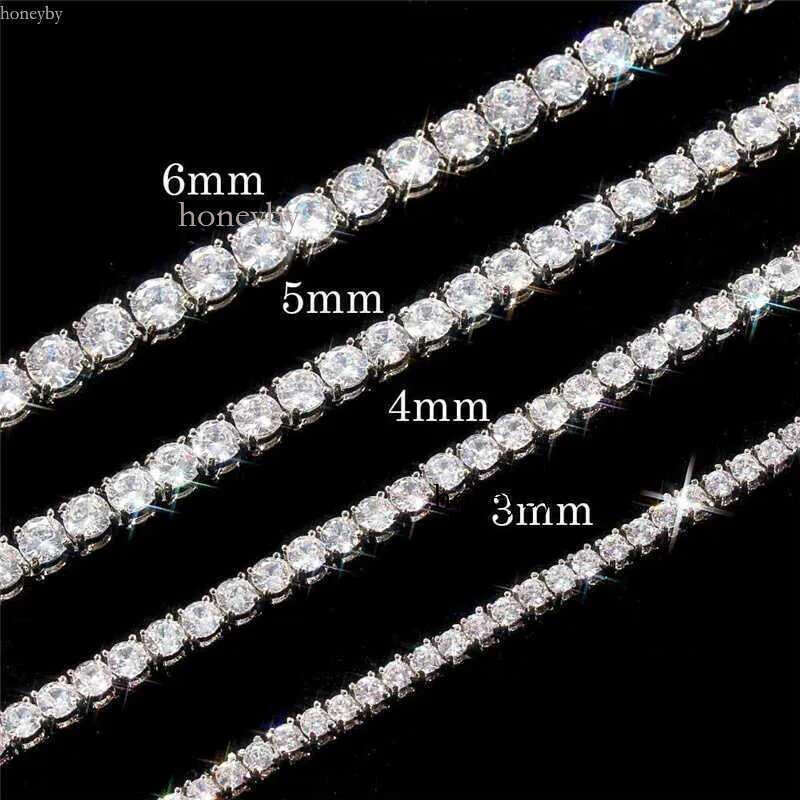 Hip Hop Necklace Bg 3MM 4MM 5MM 6MM Dia Moissanite Tennis Chain