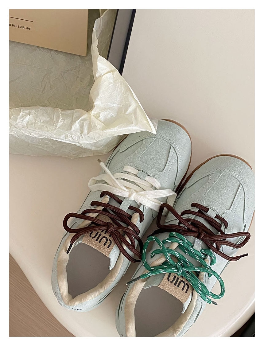 Women's casual retro internet-famous casual shoes New style Color-blocked Niche Irregular shoelaces Versatile sports shoes