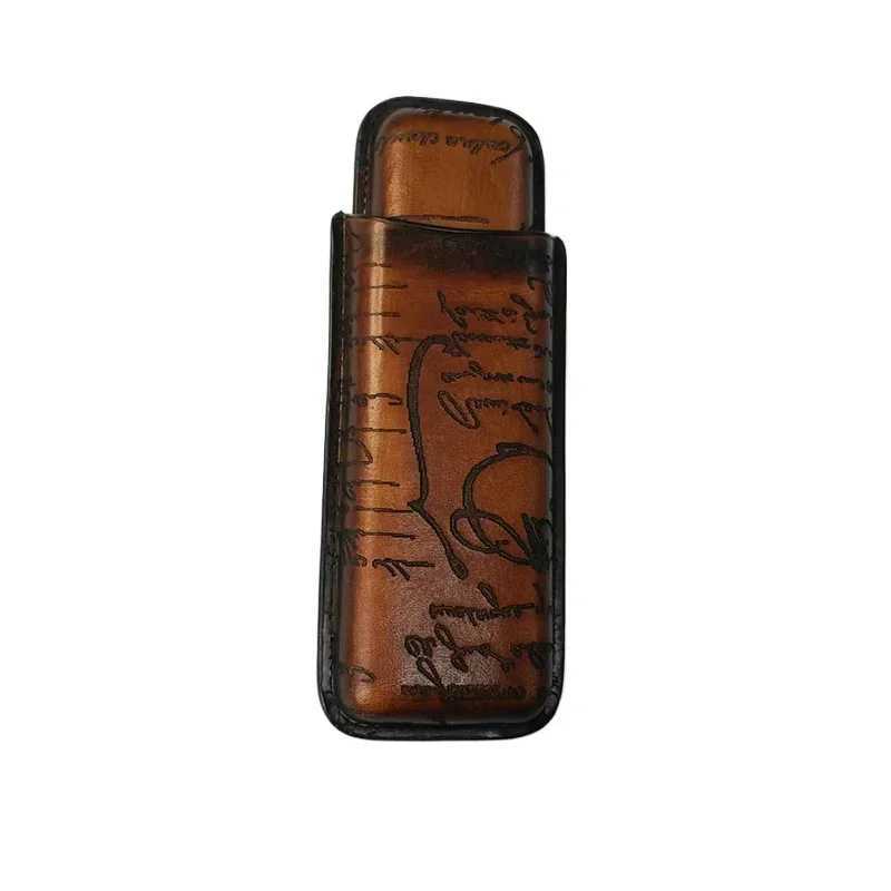 Cigar Tube 2/3 Slots Cigar Case /Box with Cigar Cutter portable Travel Cigar Accessories Leather HumidorC250322