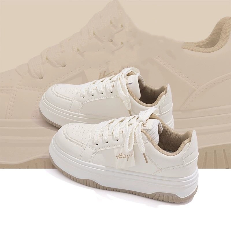 Spring and summer new thick soled round head board shoes light and breathable good with small white shoes to wear casual sports single shoes 2025