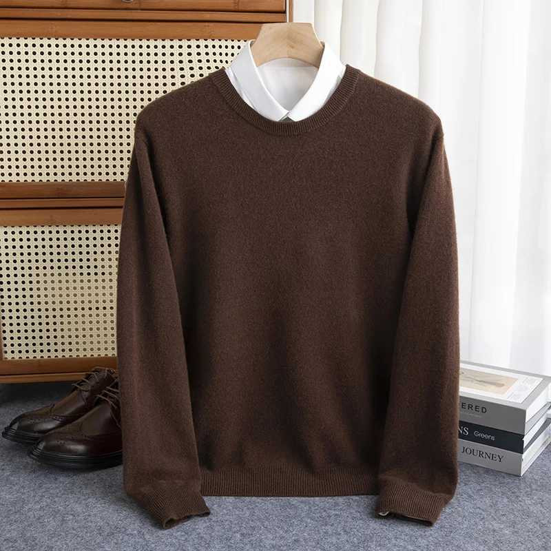 Home>Products>Mens O-neck long sleeved floral spring and autumn new Merino wool sweater solid soft knitted casual top W250322