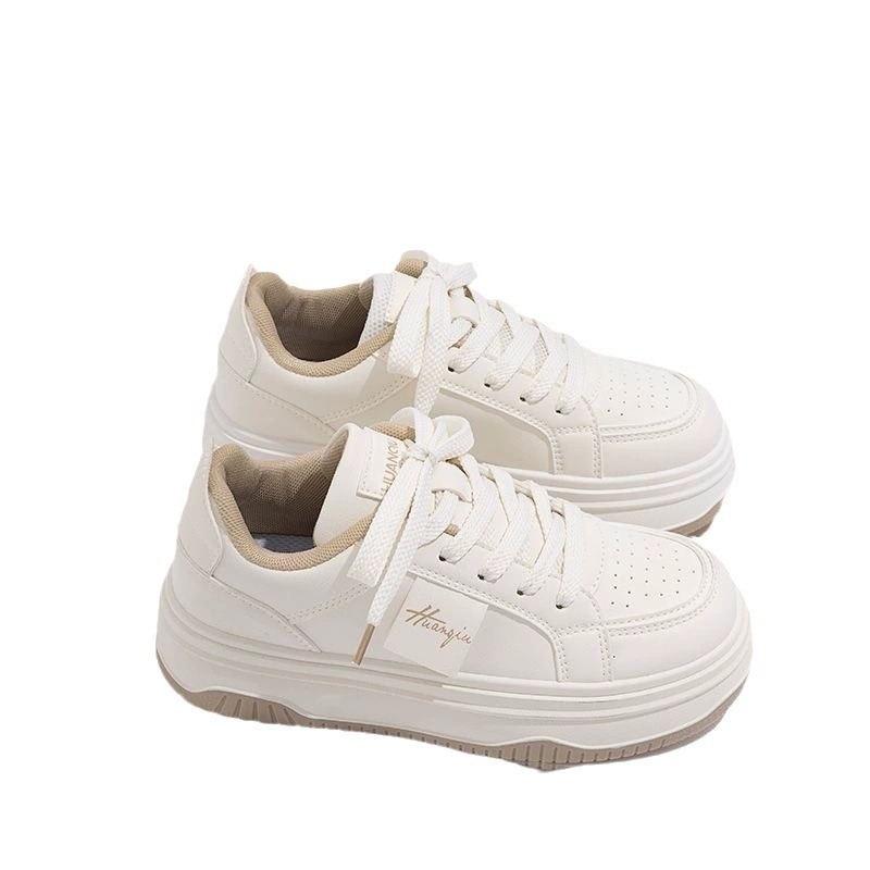 Spring and summer new thick soled round head board shoes light and breathable good with small white shoes to wear casual sports single shoes 2025