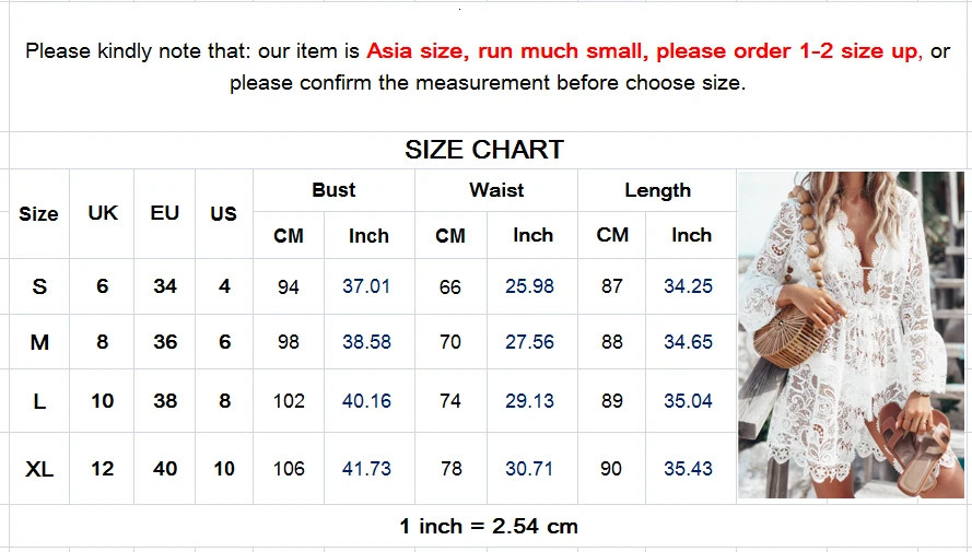 Women Boho V-Neck Lace Dress Bikini Mini Set Crochet Print Knit Beach Swimwear Cover Up Flared Ruffles Long Sleeve Sundress250319