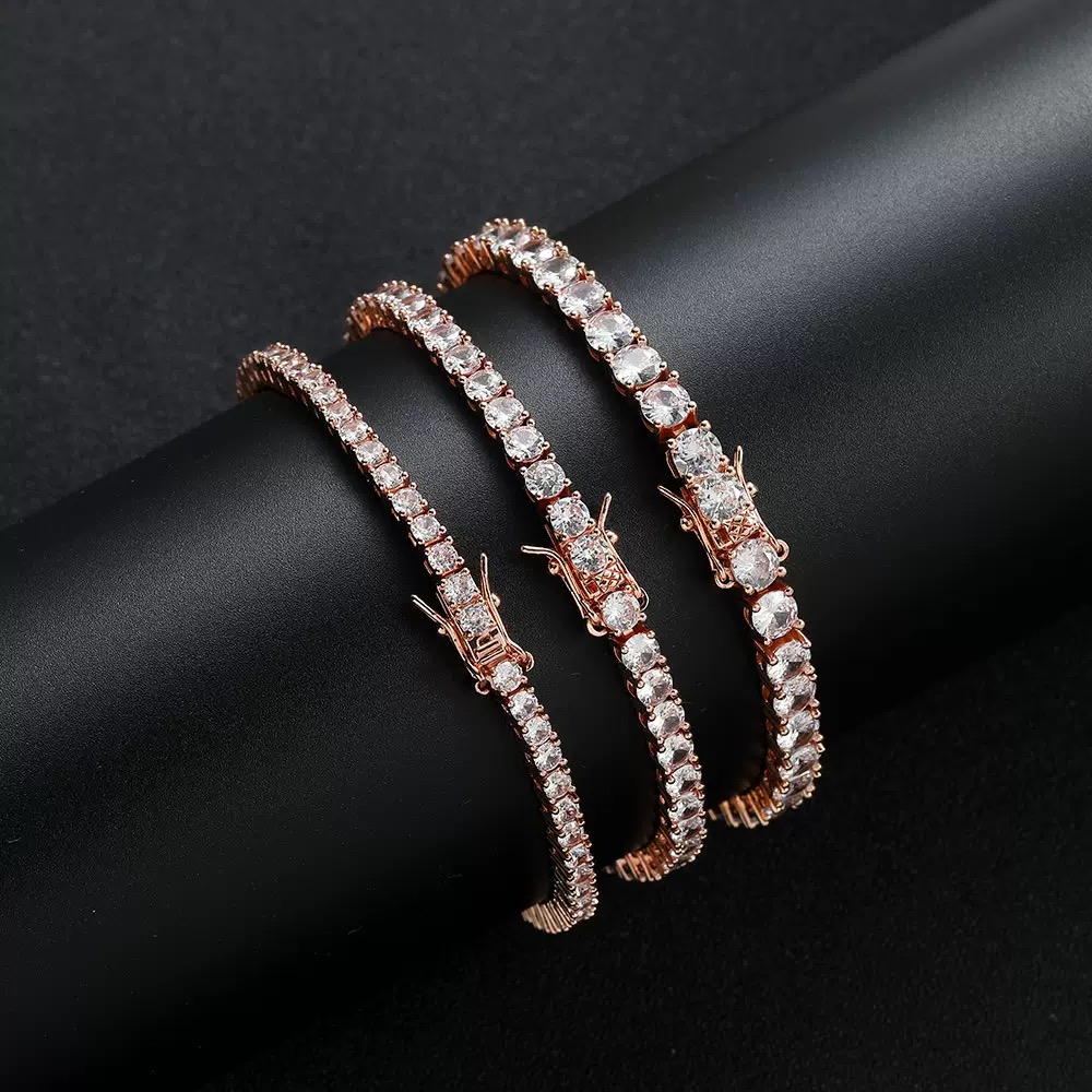 Hip Hop by testing men's and women's Moissanite tennis chains in sterg sier - ideal gift 5mm