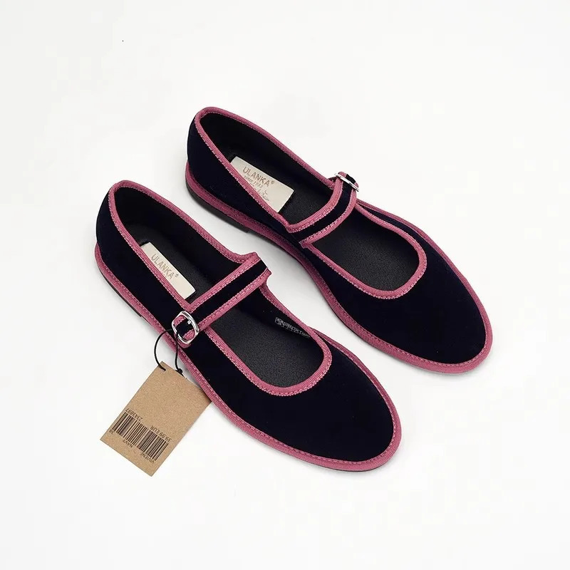 Retro Woman Shoes Modis Mixed Colors Round Toe Casual Female Sneakers Shallow Mouth Flats Dress Fabric Mary Janes Striped 250322