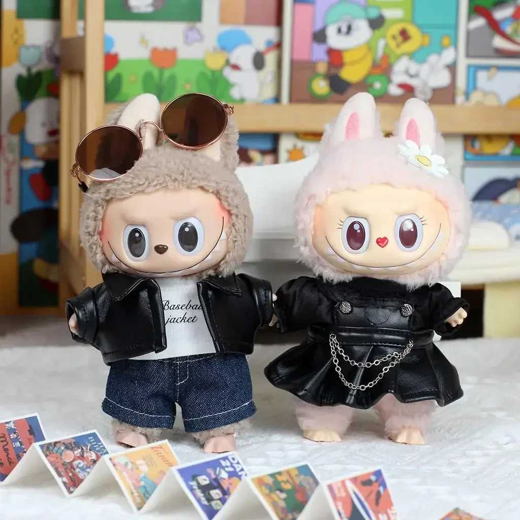 17cm Mini Plush DollS Clothes Outfit Accessories For Korea Kpop Exo Labubu Idol Flower shirt leather jacket skirt Clothing Gift Z250322