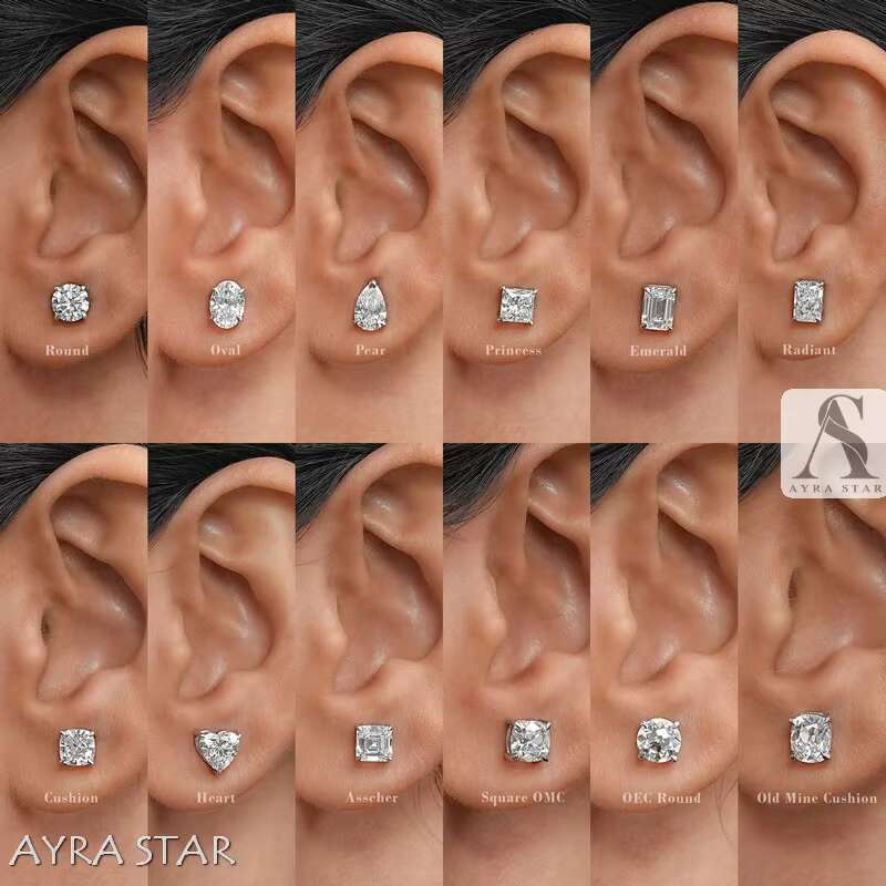 Ready Ship Lab Grown Dia Stud Earrings 0.25CT to 3CT FROM India in S Sterg Sier GOLD Quick Delivery