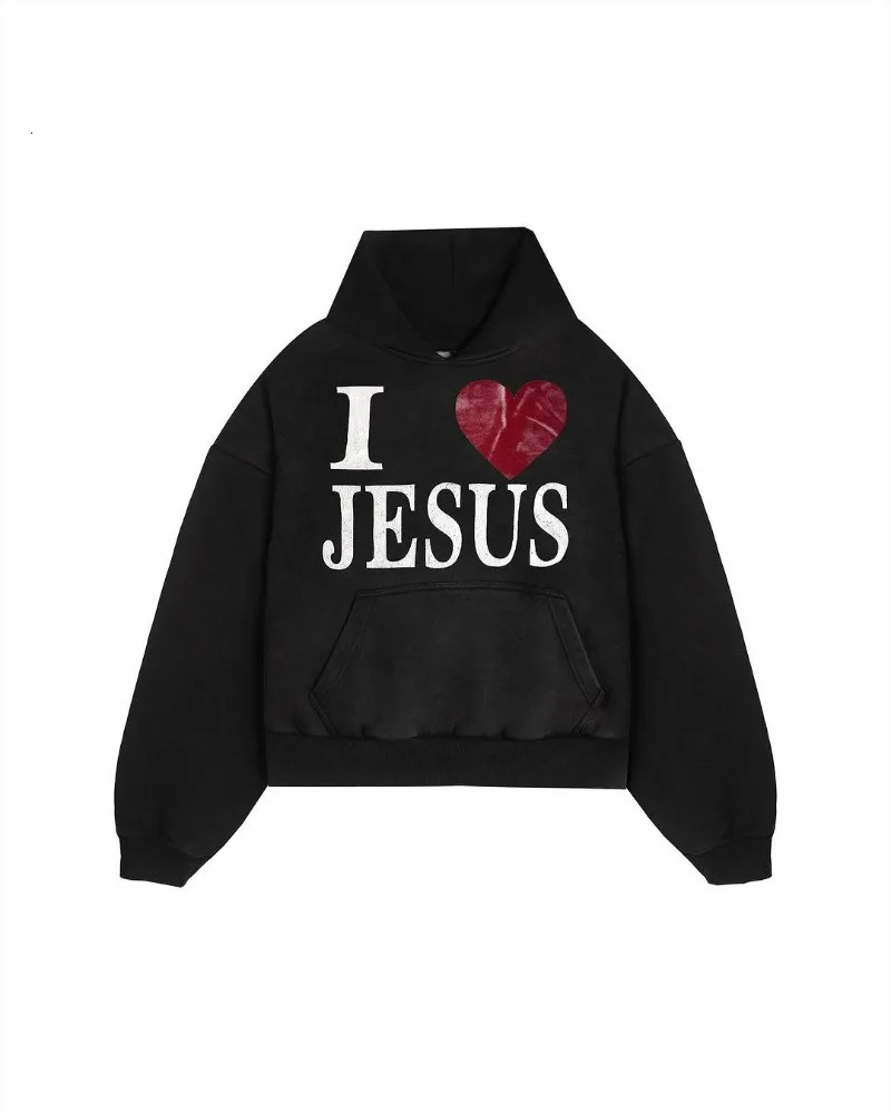 Trendy Streetwear Y2K Harajuku Retro Love Printed Hoodie Men HipHop Punk Casual Personality Oversized Sweatshirt Women 250322