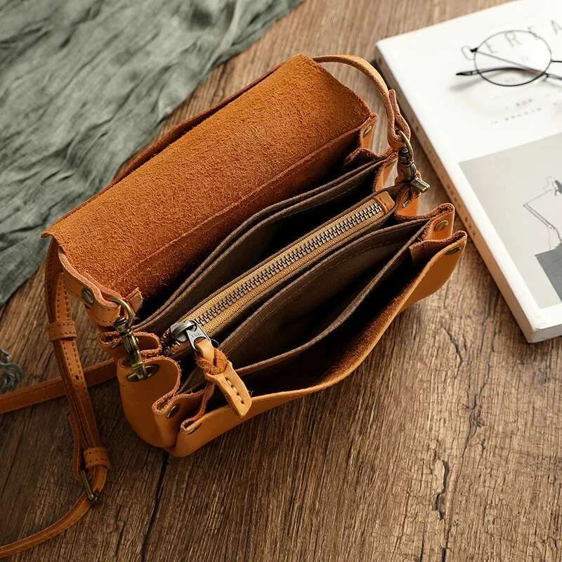 High Quality Genuine Leather Women Crossbody New Style Multi-Layered Messenger Bags Small Female Mobile Phone Purse Bag