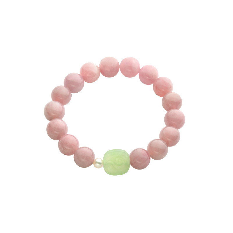 Natural Old Mine Purple Horse Pink Crystal Bracelet Women's Hetian Jade Plaque Single Ring Bracelet