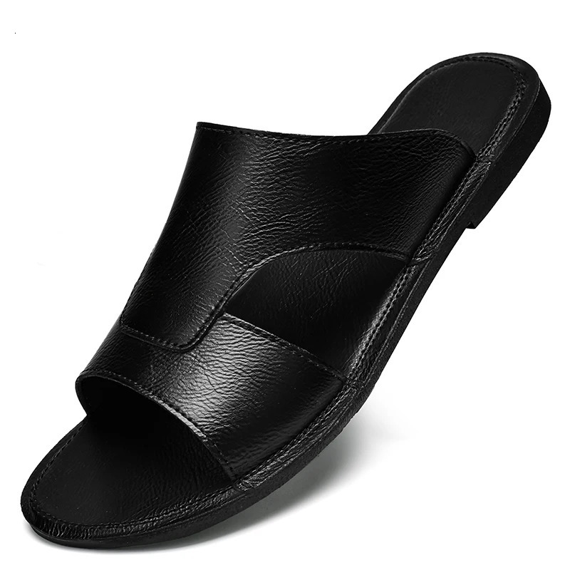 Trend Fashion Summer Mens Sandals Genuine Leather Male Casual Shoe Outdoor Man Open-toe Beach Shoes Leisure Walk Roman Flats 250321