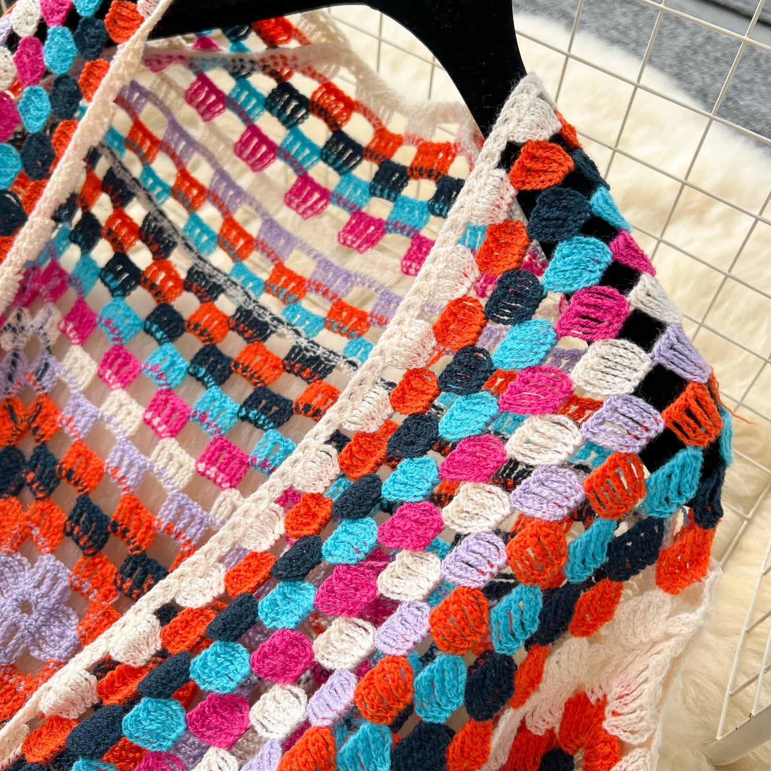 Basics Long Sleeves Vintage Hollow Out Hook Flower Chic Embroidered Knitted Cardigan Top Bohemian Vacation High Street Clothing 250317