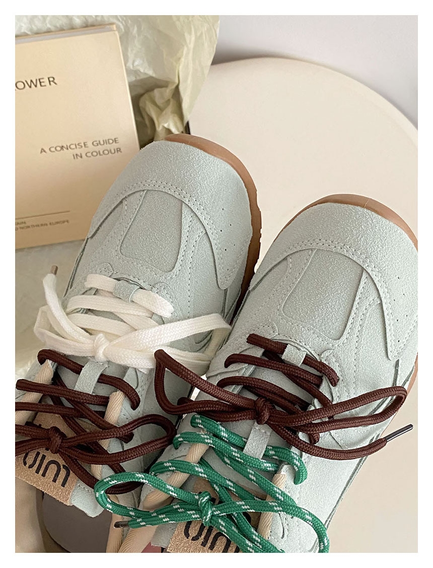 Women's casual retro internet-famous casual shoes New style Color-blocked Niche Irregular shoelaces Versatile sports shoes