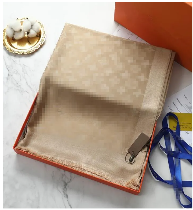 Sil Cotton Blend Women Fashion Silken Scarf Designers Scarves Top Quality Silk Color-Blocking Fringed Edges Size With Box