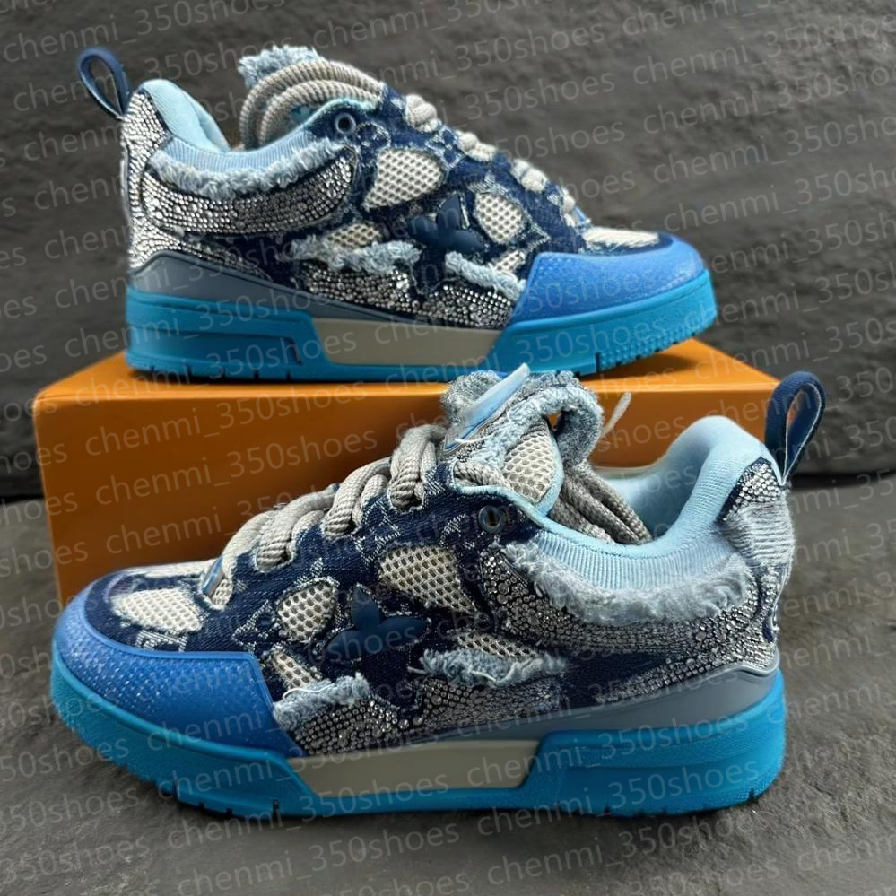 Designer skate shoes Embossed Women Men Mesh Leather Sneaker Platform LVtrainer Casual Shoes white black green red blue Runner Sneakers Trainers Chaussures y5