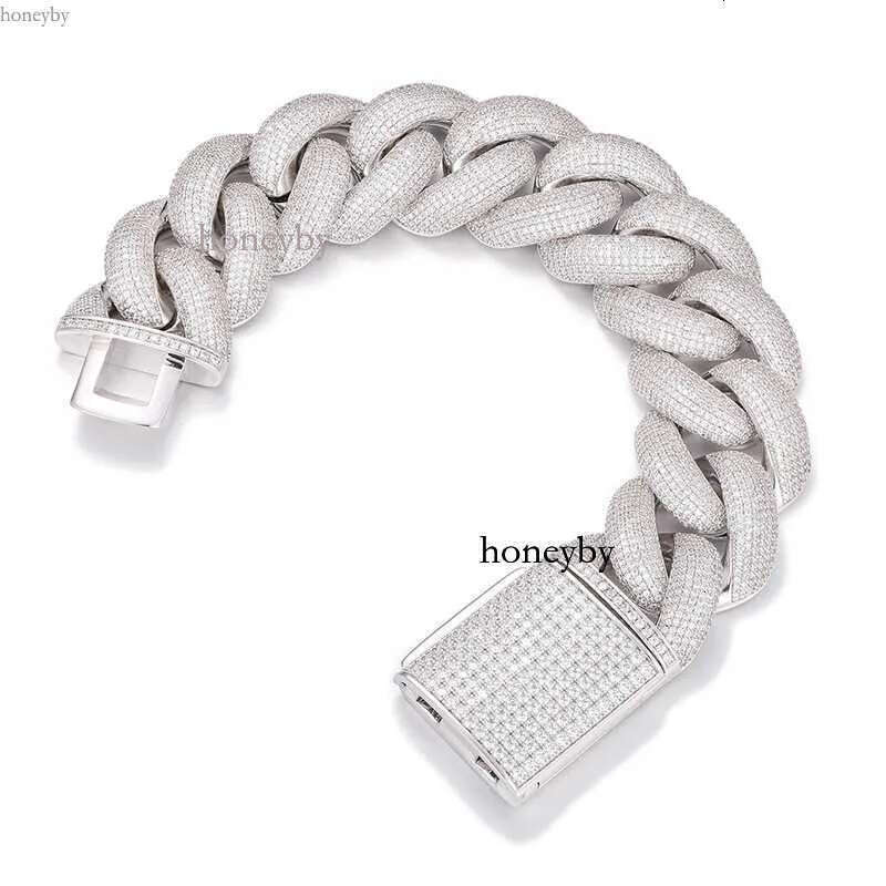 2025 Factory wholesale Designer High quality 20mm 2rows vvs Moissanite men's iced out hip hop jewelry moissanite cuban chain necklace
