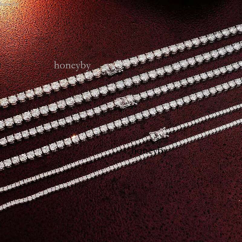 2- 6mm 100% Sterg Sier Moissanite Tennis Chain Trendy White Women's Necklace with k Wholesale