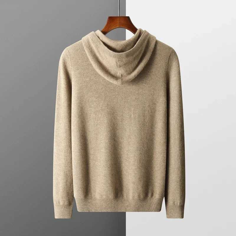 Mens one-piece ready to wear hoodie with 100% Merino wool knit sweater autumn and winter casual long sleeved shirt W250322