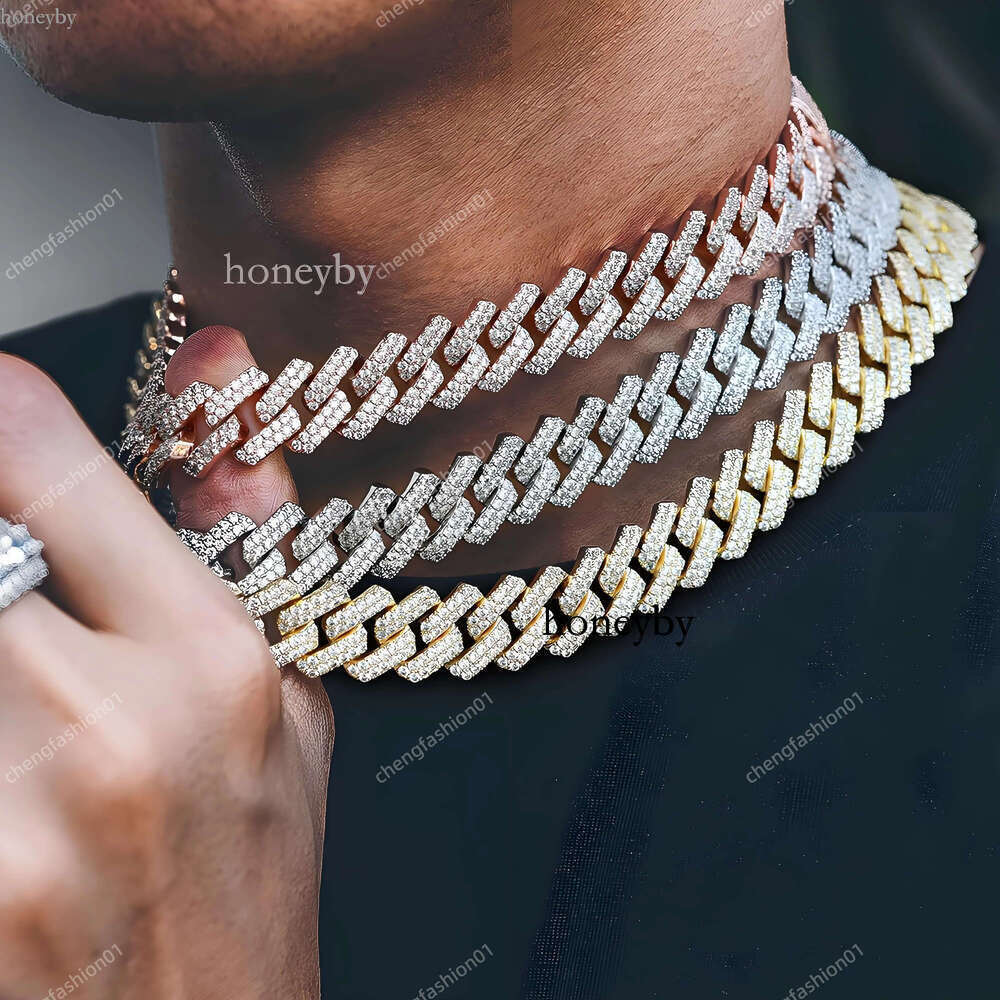 jewelry chains for men 14mm bracelet women sier k chain pass dia tester GRA VVS moissanite cuban necklace personalize