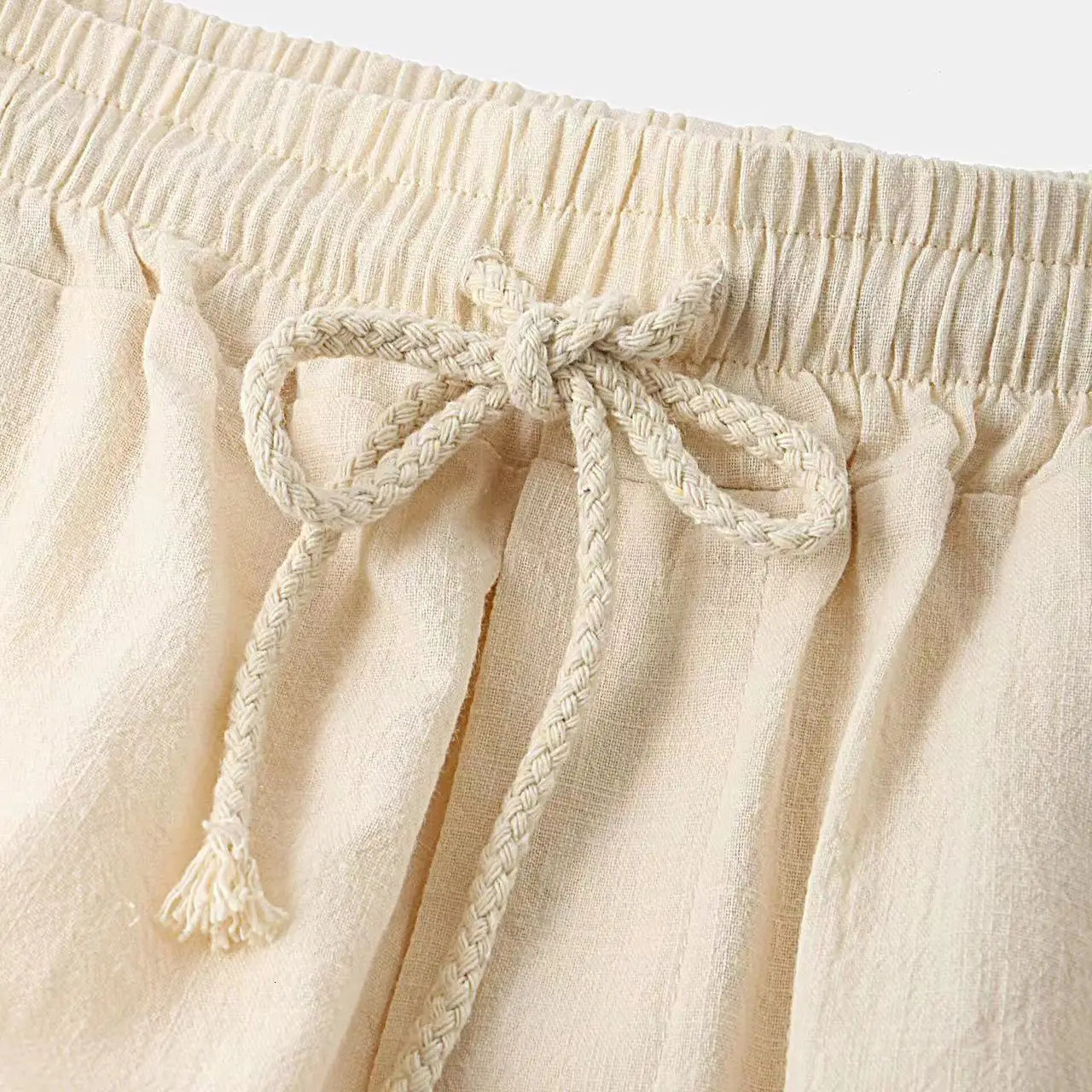 Cotton linen mens suit summer casual loose single chest mens short sleeved 2-piece set solid beach dress 250318