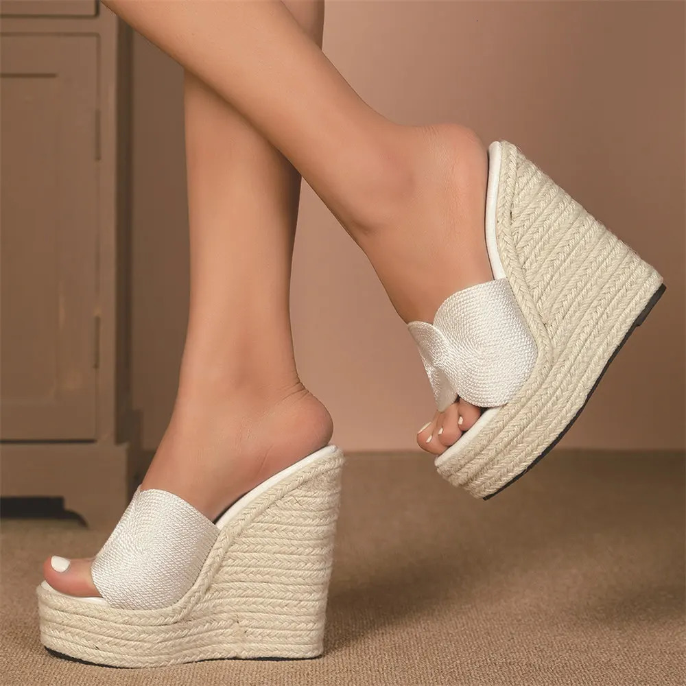 Womens Sandals Espadrille Shoes Slip On Summer Outdoor Super High Heels Slides With Platform Wedges Sandals Big size 43 250319