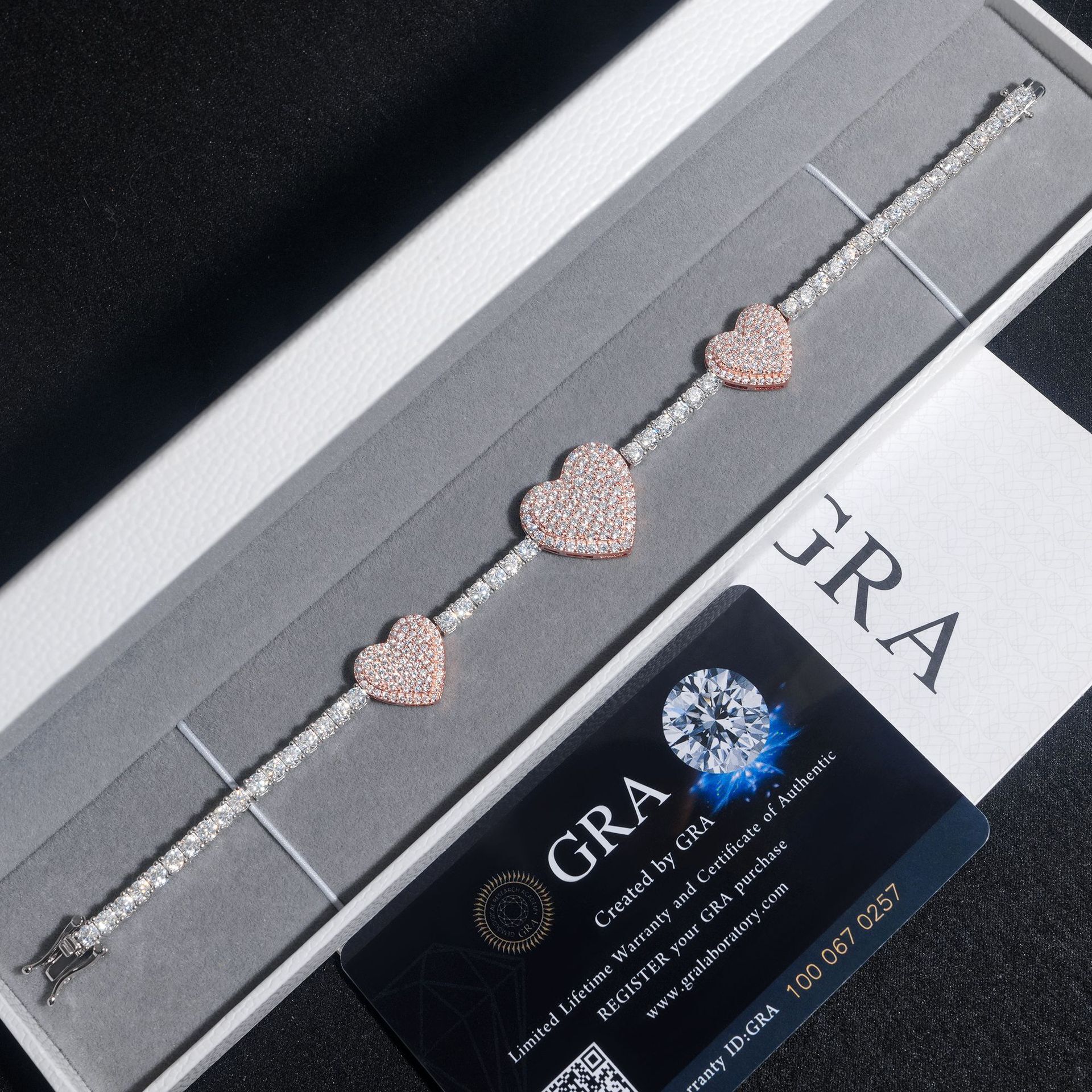 New fashion item 925 silver moissanite size heart-shaped unisex tennis chain bracelet necklace