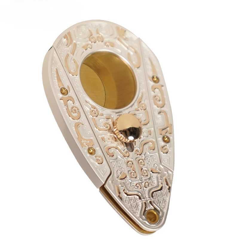 Stainless Steel Cigar Cutter Double-edged Metal Tool Accessories Sharp Cigar Clip Scissors Puncher Cutting Knife GiftC250322