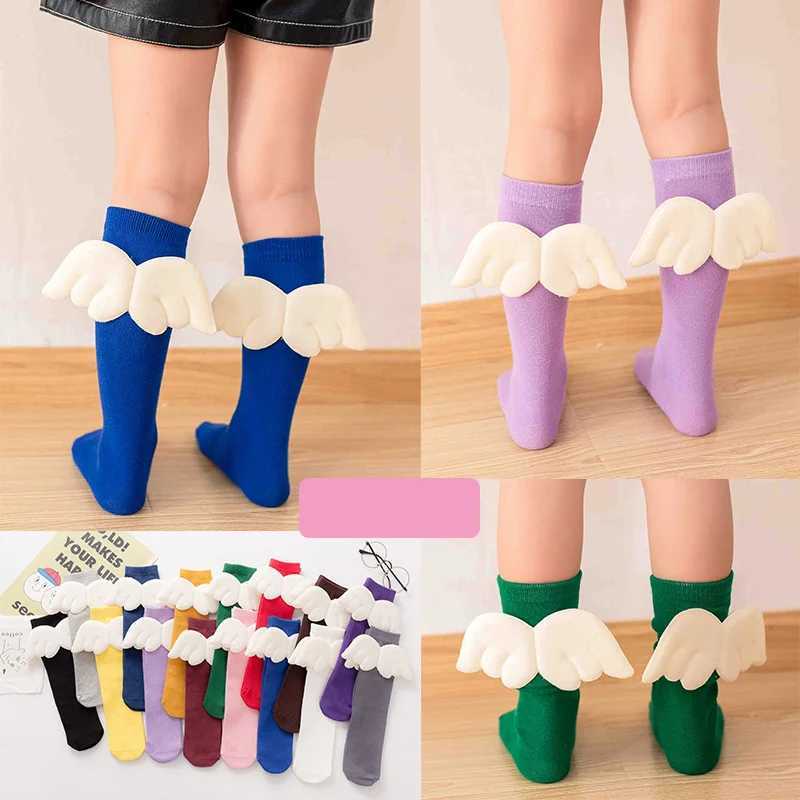 Baby Girls Knee High Socks Angel wing Summer Autumn Cotton Socks Solid Candy Color Kids Toddler Short Socks For Children X2503221