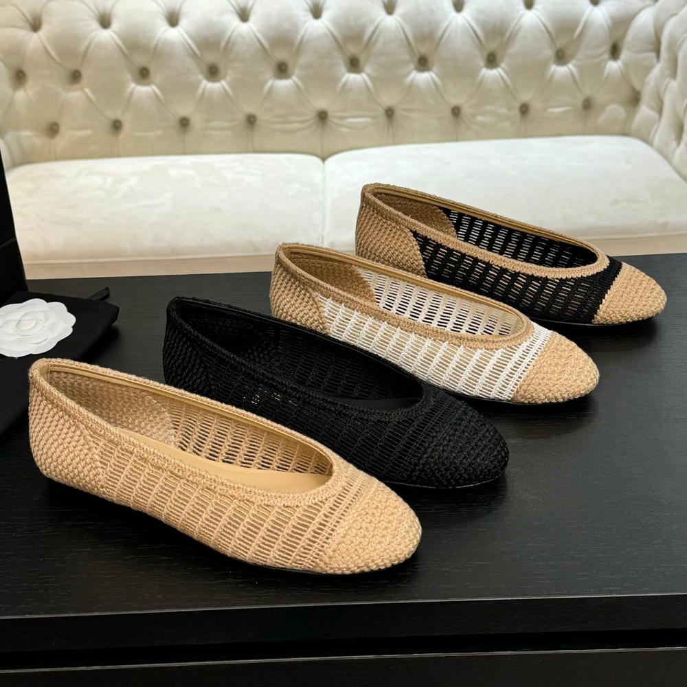 Raffia Ballerina Flats Denim Cap Toe Ballerina Flats designer woman loafers Dress Shoes Genuine Leather shoes Designer Wedding Party Luxury Velvet Seasonal 35-42