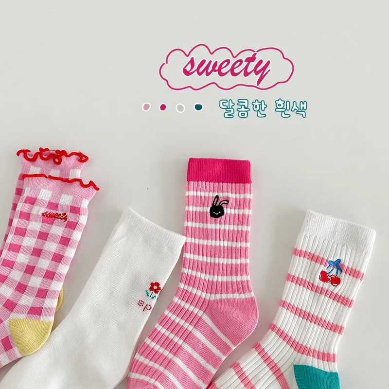 Childrens socks 3-12T girls fancy lace calf socks spring autumn cotton socks baby boys sports socks X2503221
