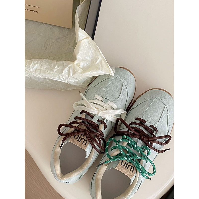 Women's casual retro internet-famous casual shoes New style Color-blocked Niche Irregular shoelaces Versatile sports shoes