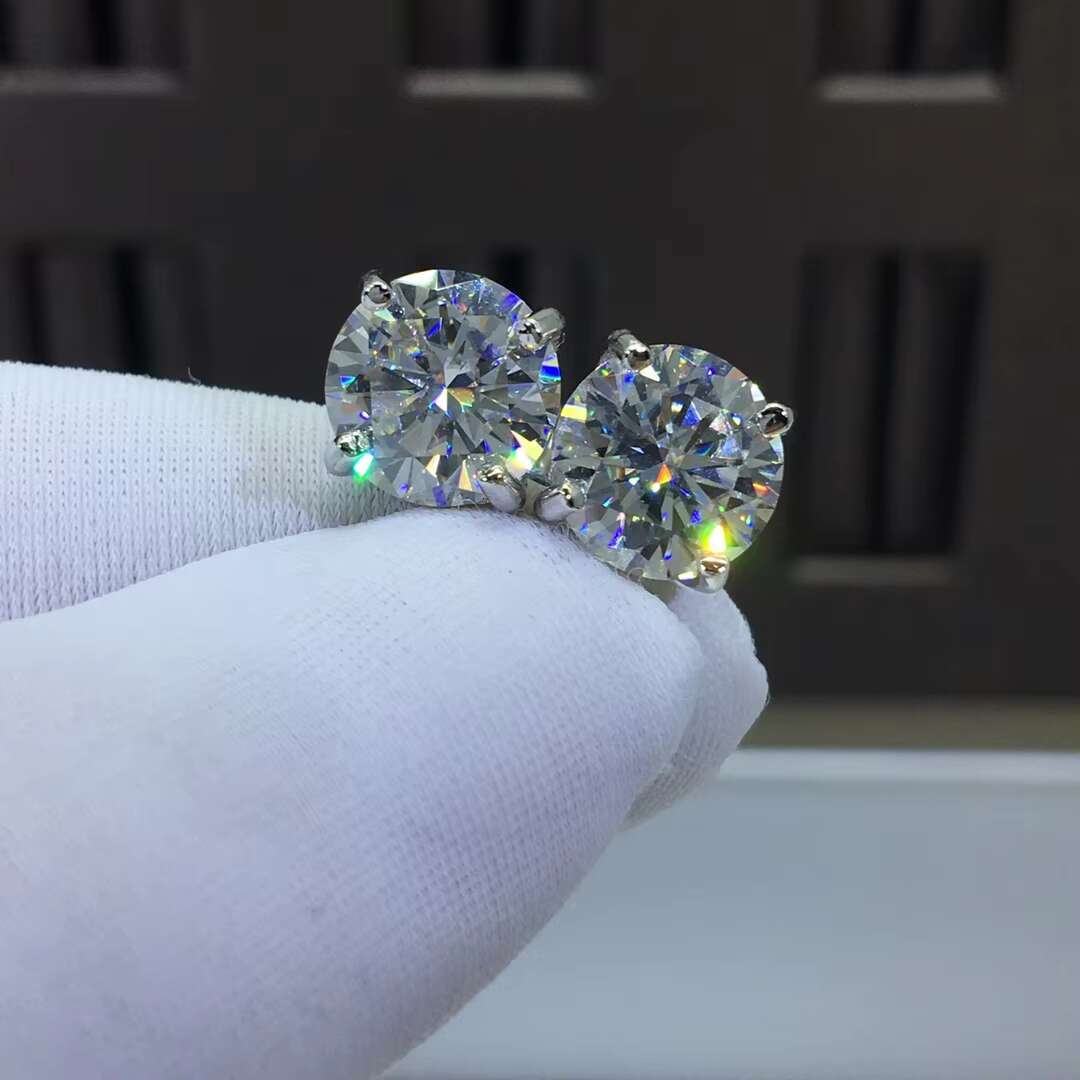 Sier Prong Eent Cut Total 4 Ct D Color Pass Dia Test Sparkg Big Moissanite Stud Earrings Women Jewelry Gift