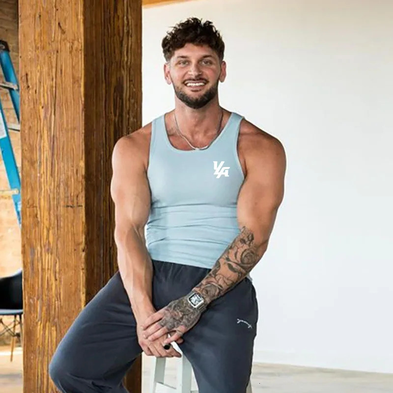 Spring Summer Knit Ice Silk Ribbed Fitness Sports Casual Slim-fit Mens Vest Mens I-line Muscle Vest Cotton Men 250322