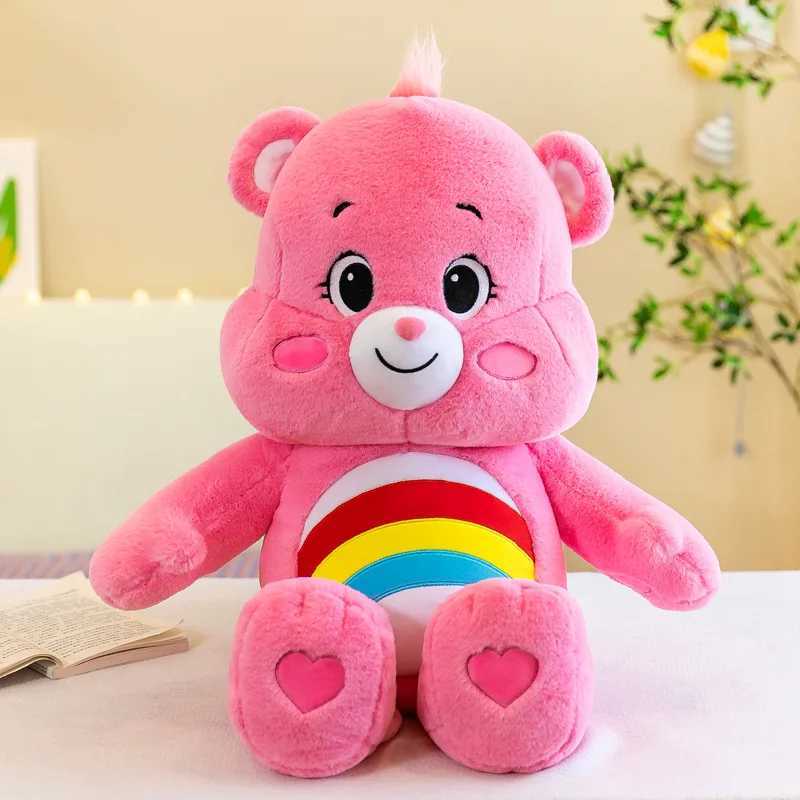 Miniso 40CM KAWaii Rainbow Bear Plush Toy Cute Animated Colorful Bear Stuffed Doll Soft Toy Room Decoration Birthday Gift X250322