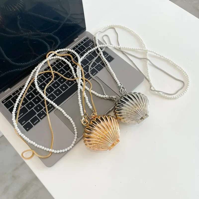 New Summer Lipstick Bags for Women Fashion Pearl Mini Purse Crossbody High Quality Gold Shell Designer Shoulder Bag