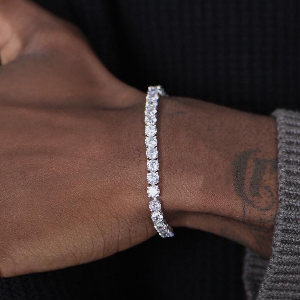 Hip Hop by testing men's and women's Moissanite tennis chains in sterg sier - ideal gift 5mm