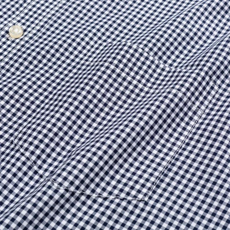 Mens standard fit long sleeved casual checkered shirt with single patch pocket and button down collar comfortable 100% cotton Gingham shirt 250321