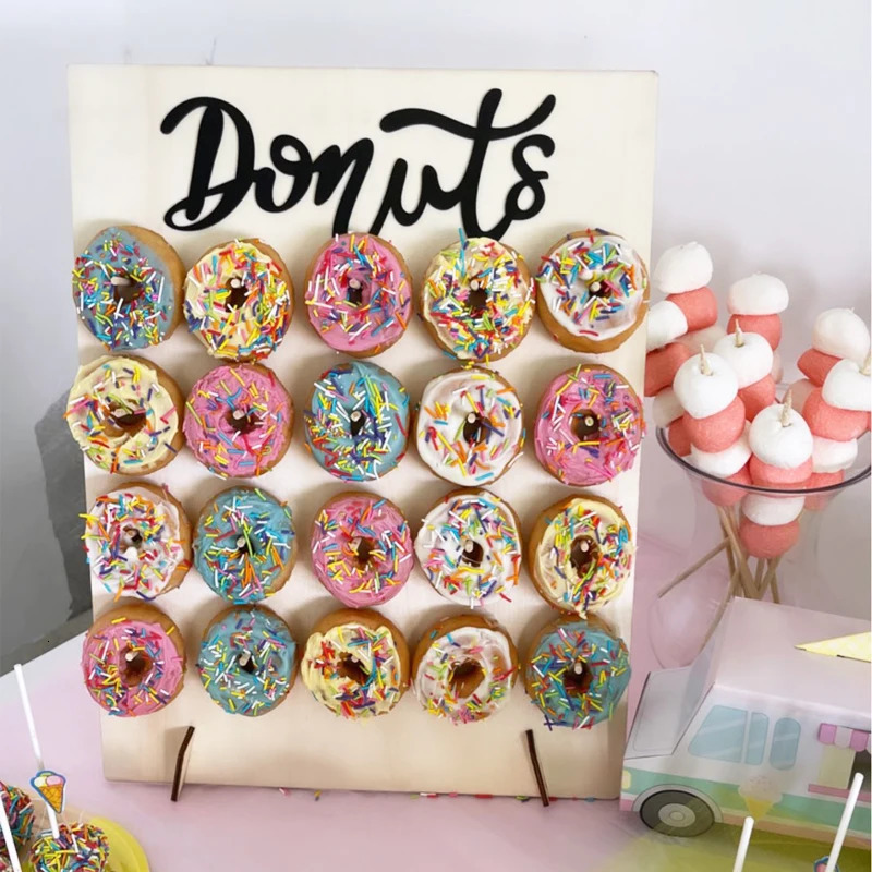 DIY Wooden Donut Wall Rustic Wedding Decoration Table Donut Party Decor Shower Anniversary Birthday Event Party Favor 250318