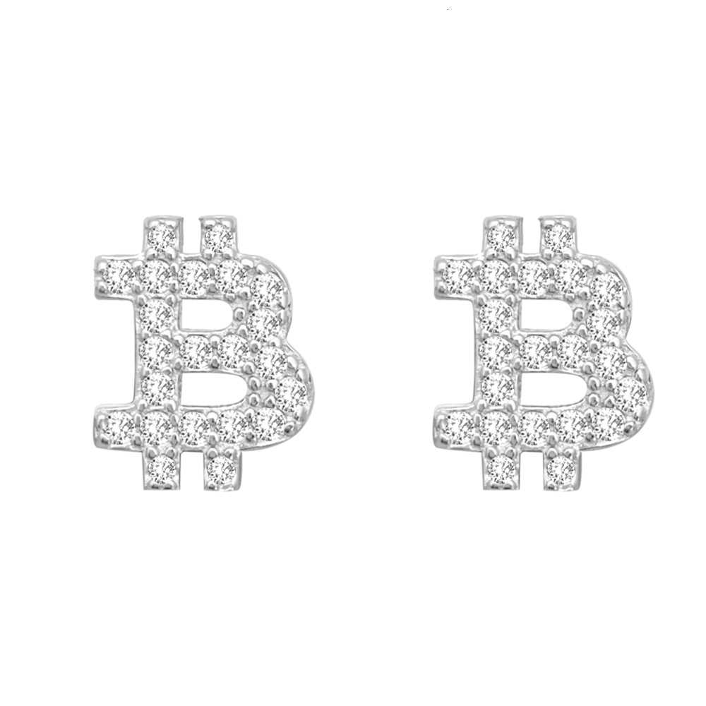 S925 silver moissanite earrings INS new style temperament Bitcoin earrings hip-hop personality earrings