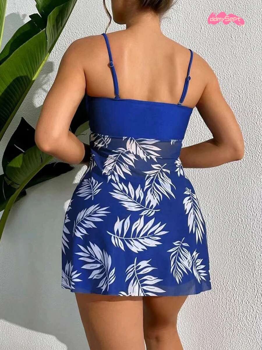 2024 Short Dress Tankini With Shorts Swimsuit Women Swimwear Female Padded Printed Bathing Swim Suit Swimming Beachwear Summer ddmySept