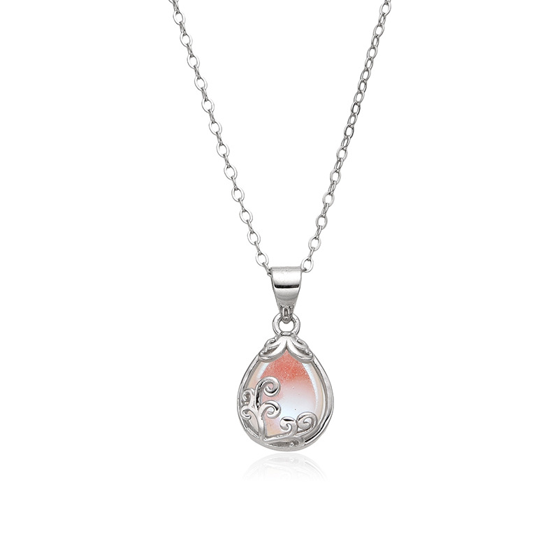 Sterling Silver Teardrop Moonstone Necklace Women's Fall and Winter Niche Premium Feeling Collarbone Chain
