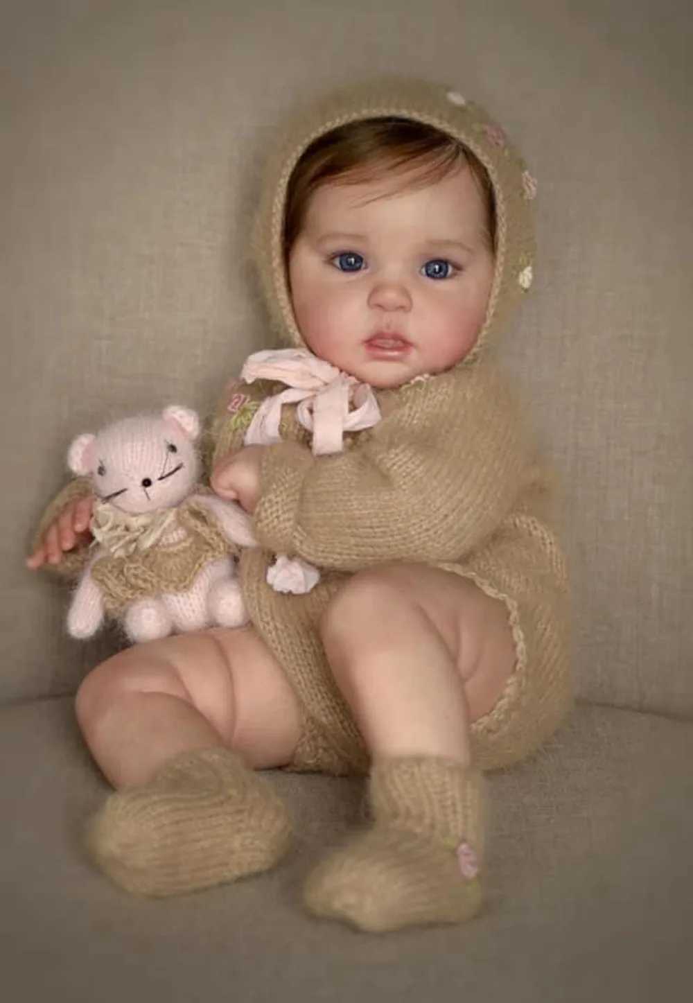 19 inch regenerated baby doll ward handmade newborn baby size hand drawn 3D skin visible veins mu ecas bebes para ni as root hairXJ250322