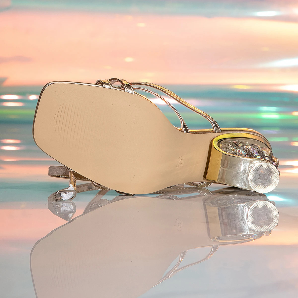 Aneikeh Sexy Strap Rome Sandals Women Transparent Thick Bottom Party Dress High Heels sandalias doradas mujer tendencia 250322