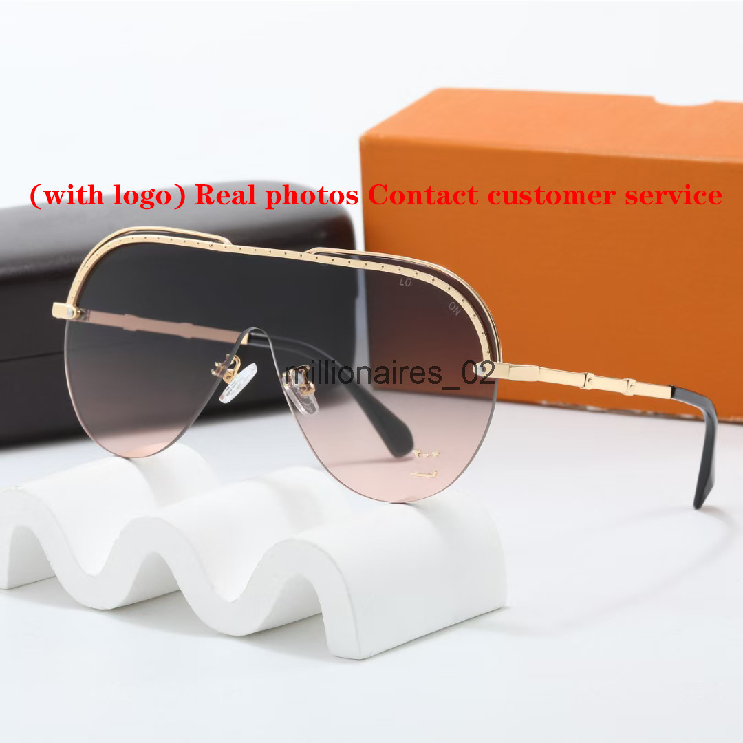 Designer Millionaire Lvt Sunglasses Woman Man Cycle Luxury Polarize Sports Brand Fashion Vintage Summer Alloy Semi Rimless Oversized Cat Eye Golden Tea Sun Glasses